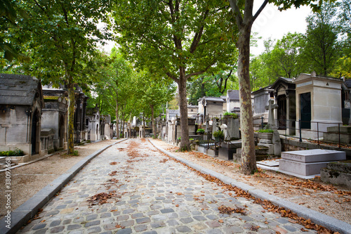 Photo: Cobbled alley at Pere Lachaise cemetery Cobbled alley at Pere Lachaise cemetery