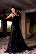Beautiful woman on the ruins