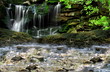 Waterfall with river and bush