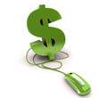 Online money green dollar