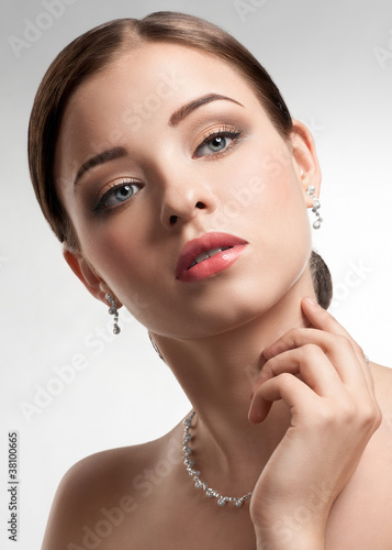 Photo: Beautiful woman with pearl necklace Beautiful woman with pearl necklace