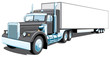 Vector isolated black semi truck without gradients