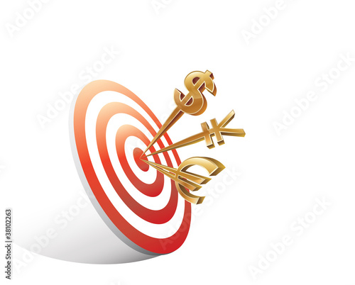 Vector: Digital illustration of money signs on target Digital illustration of money signs on target