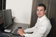 Male worker at a helpdesk