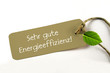 "Sehr gute Energieeffizienz!" - Plakette aus Karton