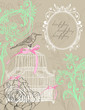 Valentine light brown background with cage Valentine light brown background with cage
