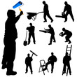 workers in various trades and tools vector illustration
