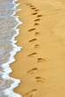human footprints on sand at the beach