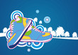 sneaker with blue forest background sneaker with blue forest background
