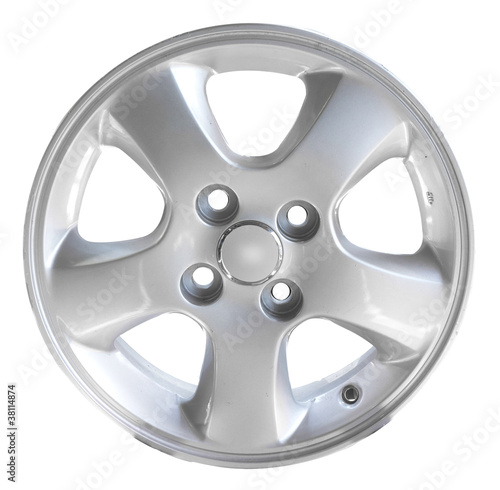 Photo: steel alloy car disks over the white background steel alloy car disks over the white background