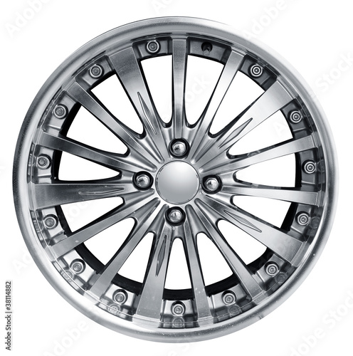 Photo: steel alloy car disks over the white background steel alloy car disks over the white background
