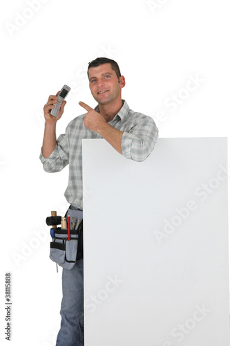 Illustration: Handyman promoting his business Handyman promoting his business