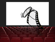Illustration: Cinema auditorium. The film takes off from the screen Cinema auditorium. The film takes off from the screen