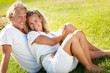 Happy young couple outdoors.