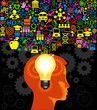 Vektor: child Head with symbols child Head with symbols