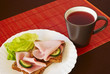 Breakfast setting with cup of tea