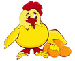 Vector: chicken mother with baby egg chicken mother with baby egg