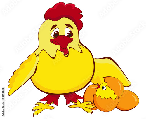 Vector: chicken mother with baby egg chicken mother with baby egg