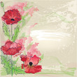 Background with poppies in watercolor effect Background with poppies in watercolor effect