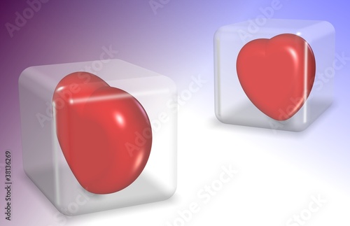 Illustration: Hearts in cubes Hearts in cubes