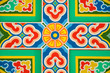 colorful pattern on chinese temple wall
