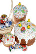 Russian Easter cake and colourful easter eggs isolated Russian Easter cake and colourful easter eggs isolated