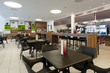 Photo: large self service restaurant with wood and rattan interior large self service restaurant with wood and rattan interior