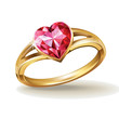 gold ring with pink heart gemstone gold ring with pink heart gemstone
