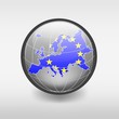 Europe Flag in the shape of Europe a in the globe