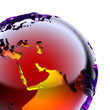 Globe of colored glass with an inner warm glow Globe of colored glass with an inner warm glow