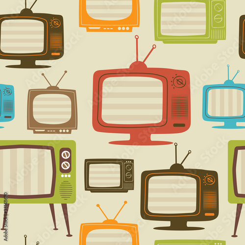 Vector: Tv retro seamless pattern. Vector illustration. Tv retro seamless pattern. Vector illustration.
