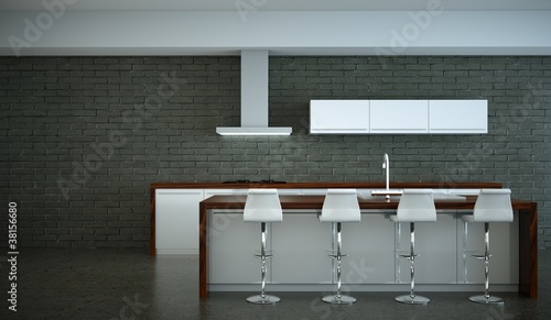 Foto: Küchendesign - Küche im Loft weiss Küchendesign - Küche im Loft weiss