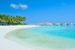 Maldives water villa - bungalows and white beach