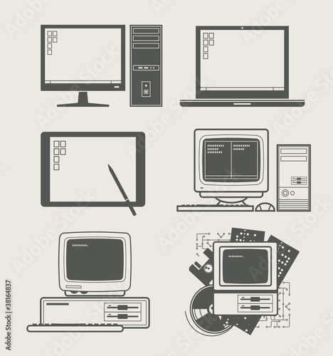 Vector: computer new and old set icon vector illustration computer new and old set icon vector illustration