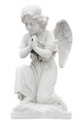 Statue of a child angel praying isolated on white