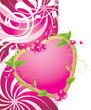Pink heart with flowers on the decorative background