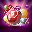 Bingo or lottery balls and cards
