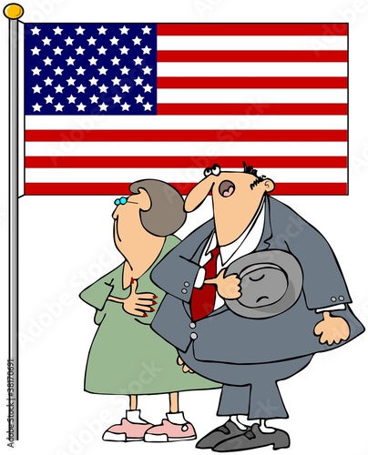 Illustration: Couple Pledging Allegiance Couple Pledging Allegiance