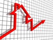 Illustration: Growing Real Estate house sales graph on white background Growing Real Estate house sales graph on white background