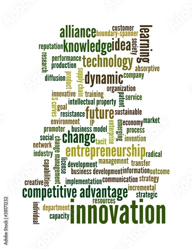 Illustration: innovation word cloud - green innovation word cloud - green