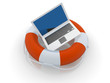 lifebelt with laptop