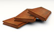 three pieces of grooved wooden boards lying on white three pieces of grooved wooden boards lying on white