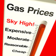 Gas Prices Sky High Monitor Showing Soaring Fuel Expenses