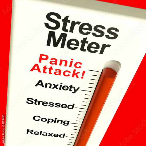 Illustration: Stress Meter Showing Panic Attack From Stress Or Worry Stress Meter Showing Panic Attack From Stress Or Worry