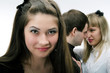 Fashion shot of a trendy group of young people. gradient backgro
