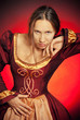 Medieval girl in the maroon dress