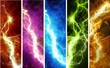 Five banners with colorful abstract lightnings Five banners with colorful abstract lightnings