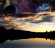 Fantasy landscape in the sun set Fantasy landscape in the sun set