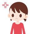 女の子 上半身 怒る