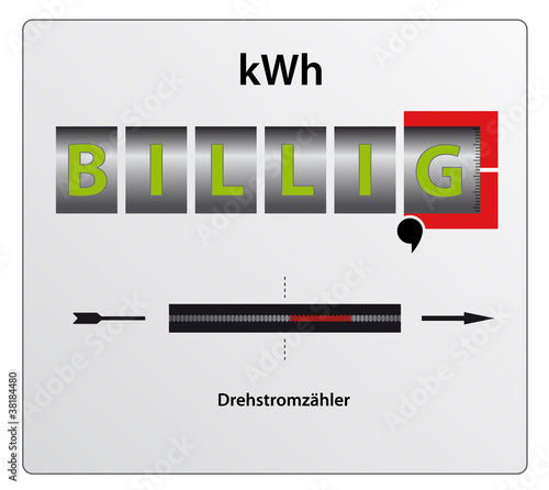 Illustration: Drehstromzähler -Billigstrom Drehstromzähler -Billigstrom